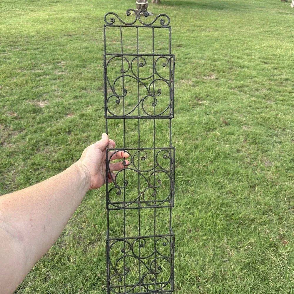 Vintage Iron Wall Rack 3 Bins 4 Hooks Home Office Storage Display Shelf 26